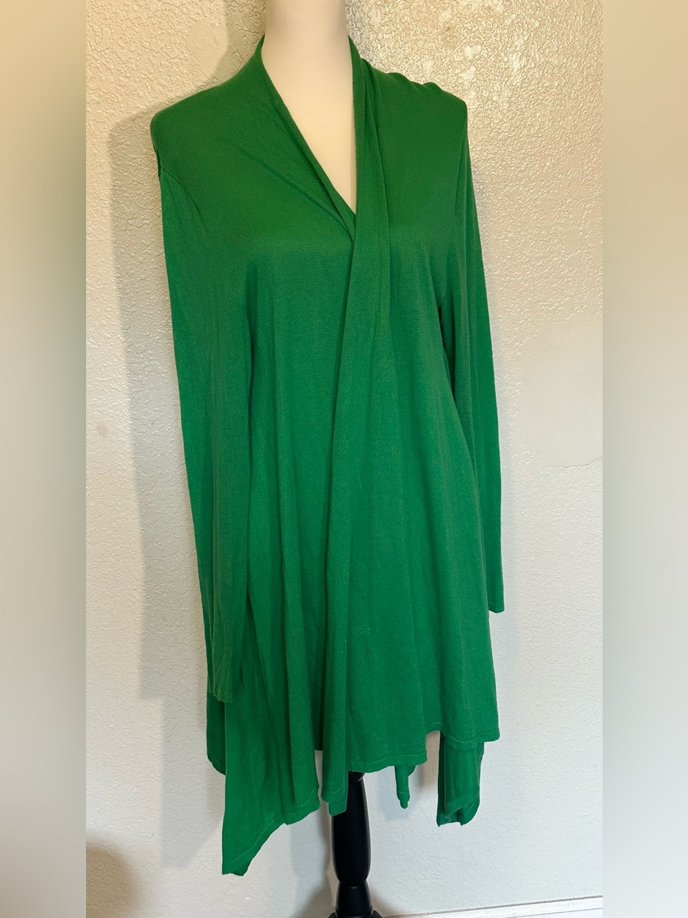Ralph Lauren Kelly Green Draped Open Cardigan Silk Mix EUC L
